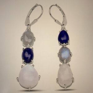 Gemstone & Sterling Silver three stone earrings.